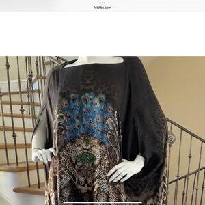 Roberto Cavalli Vintage Leopard Animal Print Silk Tunic Blouse Small
